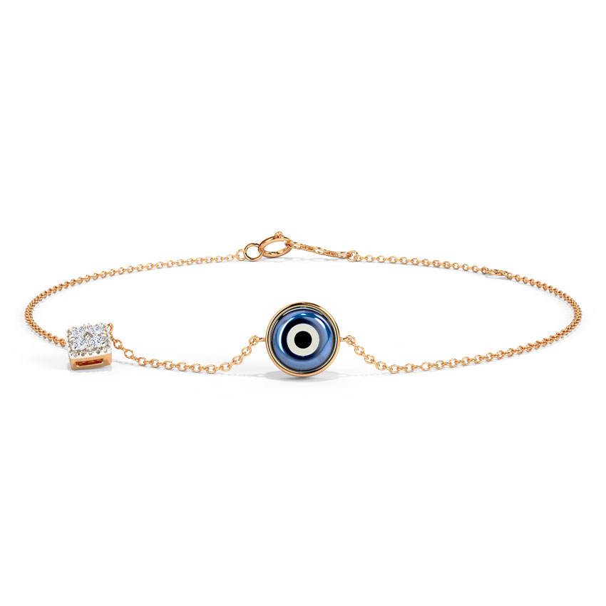 Diamond,Gemstone Bracelets 14 Karat Rose Gold Sway Evil Eye Gemstone Bracelet