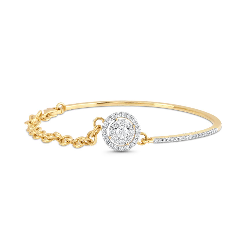 Diamond Bracelets 18 Karat Yellow Gold Striking Cluster Diamond Bracelet