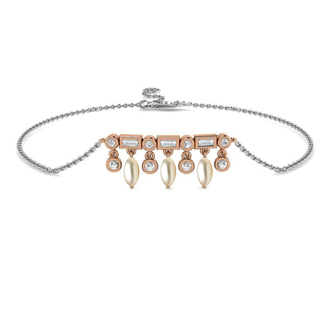 Diamond,Gemstone Bracelets 18 Karat Two Tone Gold Petals of Pearl Bracelet