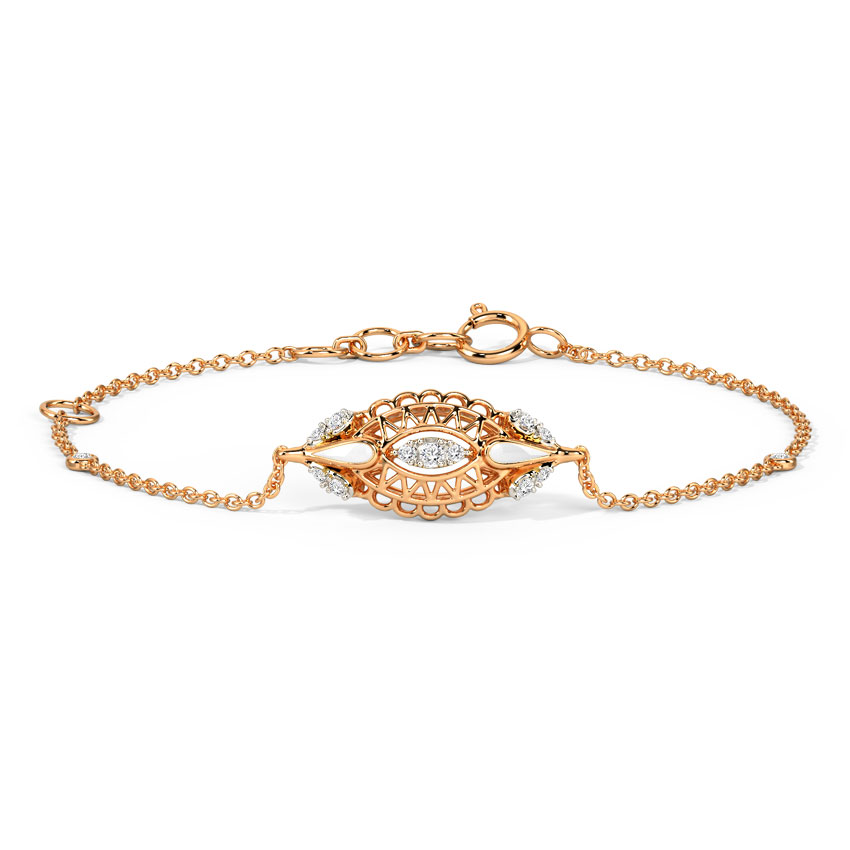 Diamond Bracelets 14 Karat Rose Gold Blush Ovate Diamond Bracelet