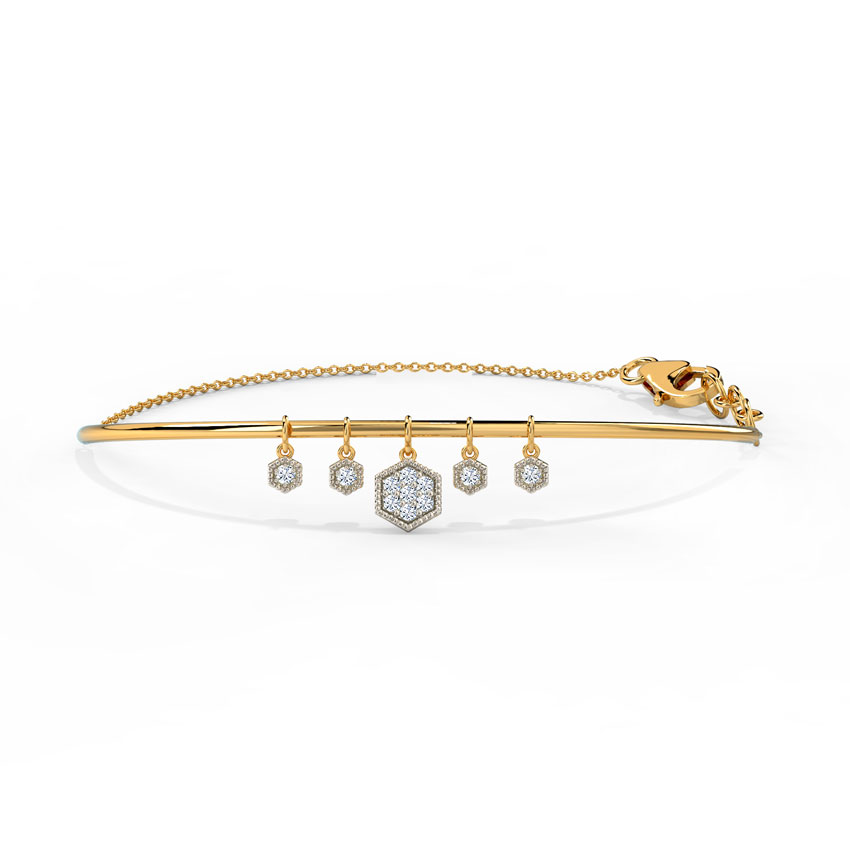 Diamond Bracelets 14 Karat Yellow Gold Blooming Drops Diamond Bracelet
