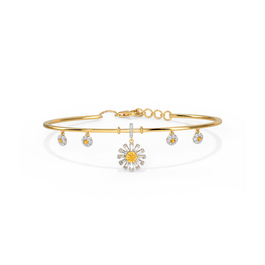 Diamond,Gemstone Bracelets 14 Karat Yellow Gold Charmed Daisy Gemstone Bracelet