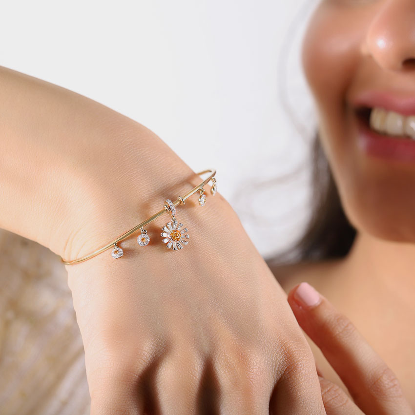 Diamond,Gemstone Bracelets 14 Karat Yellow Gold Cheerful Daisy Gemstone Bracelet