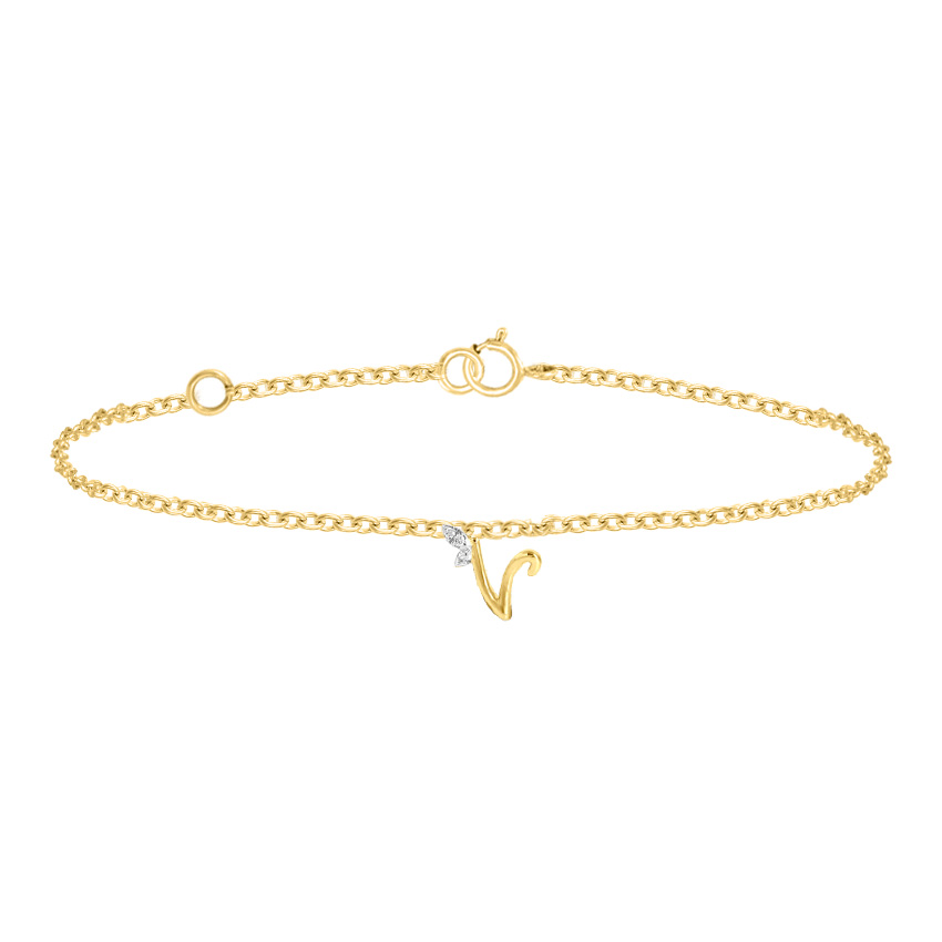 Leafy Alphabet V Bracelet