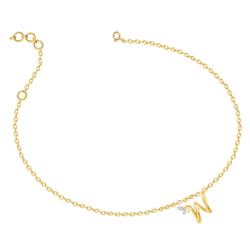 Leafy Alphabet W Diamond Bracelet