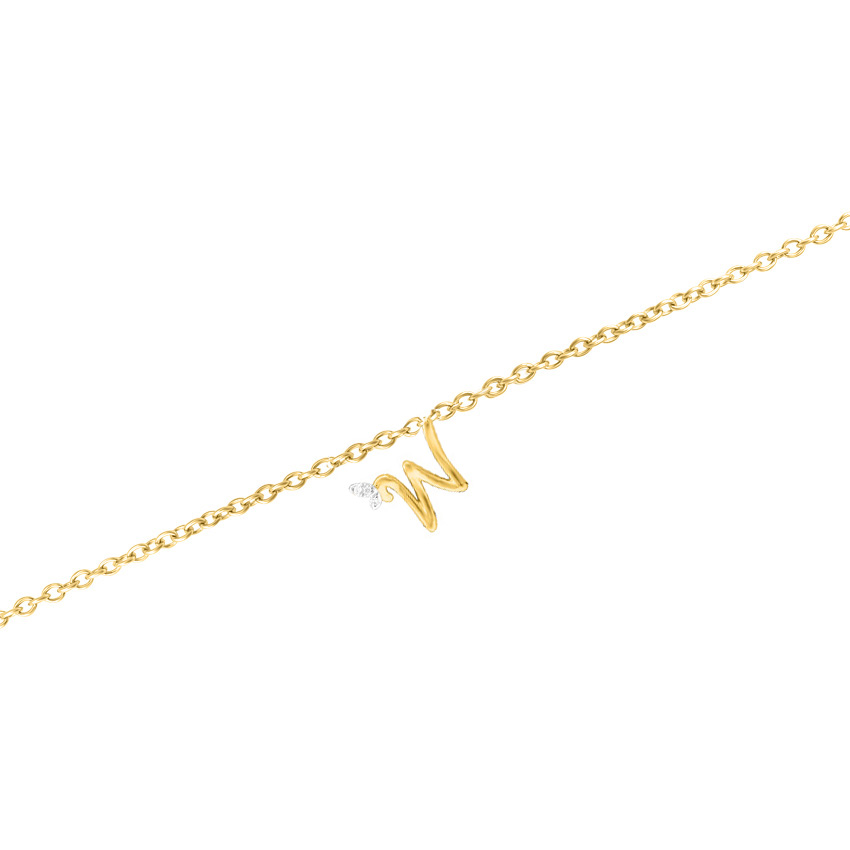 Leafy Alphabet W Diamond Bracelet