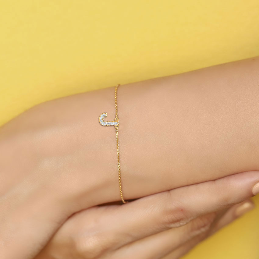 Dazzle Alphabet J Diamond Bracelet