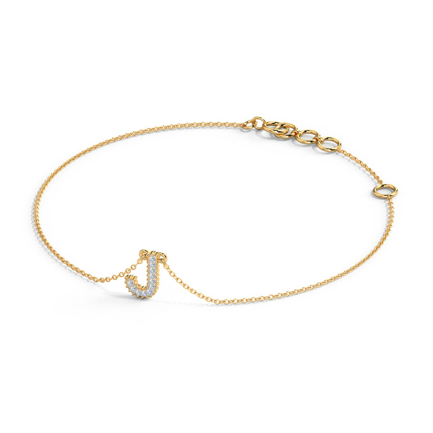 Dazzle Alphabet J Diamond Bracelet