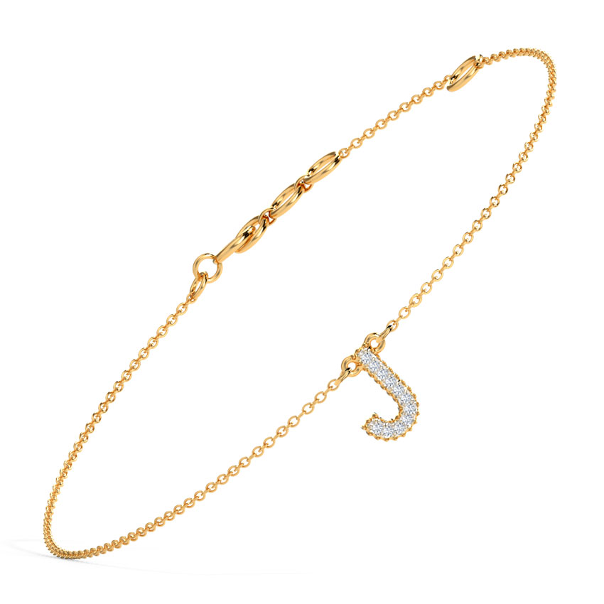 Dazzle Alphabet J Diamond Bracelet