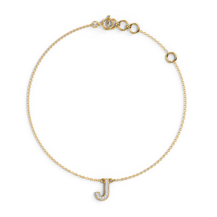 Dazzle Alphabet J Diamond Bracelet