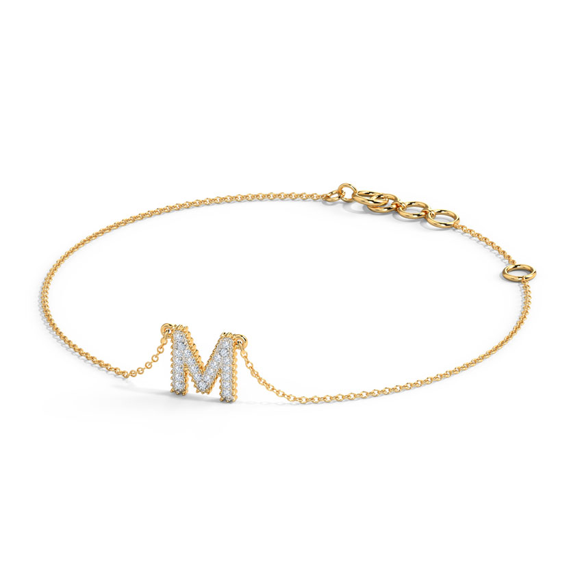 Dazzle Alphabet M Diamond Bracelet