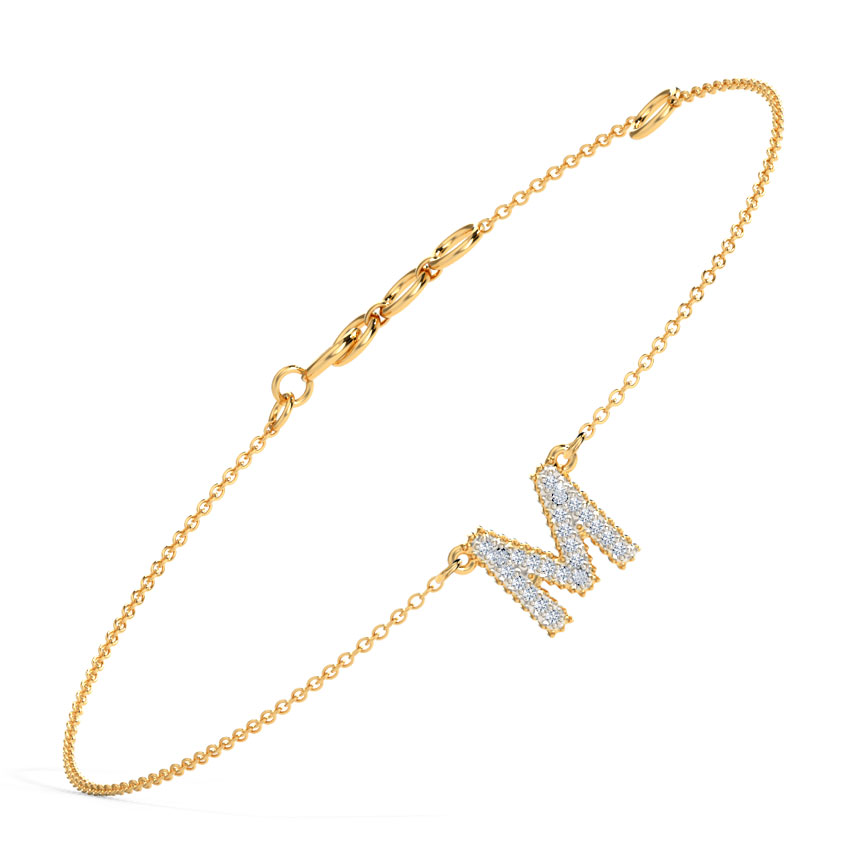 Dazzle Alphabet M Diamond Bracelet