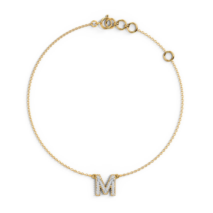 Dazzle Alphabet M Diamond Bracelet