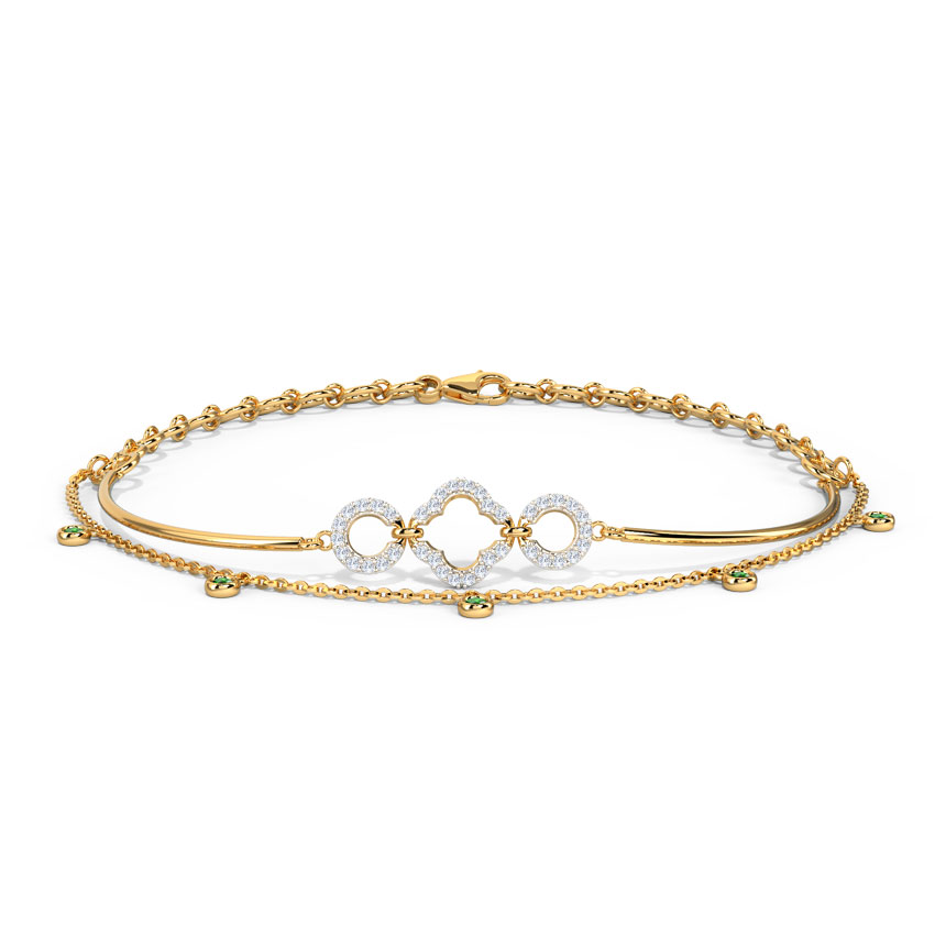Diamond,Gemstone Bracelets 18 Karat Yellow Gold Bedazzle Diamond Bracelet