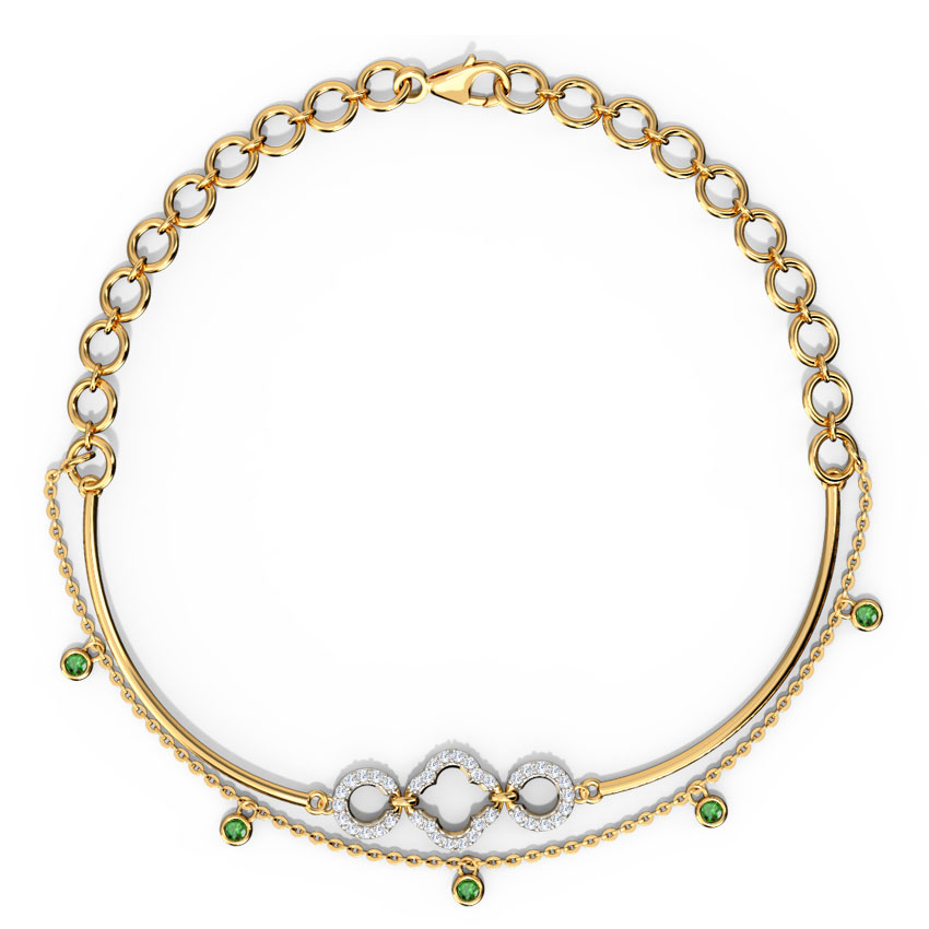 Diamond,Gemstone Bracelets 18 Karat Yellow Gold Bedazzle Diamond Bracelet