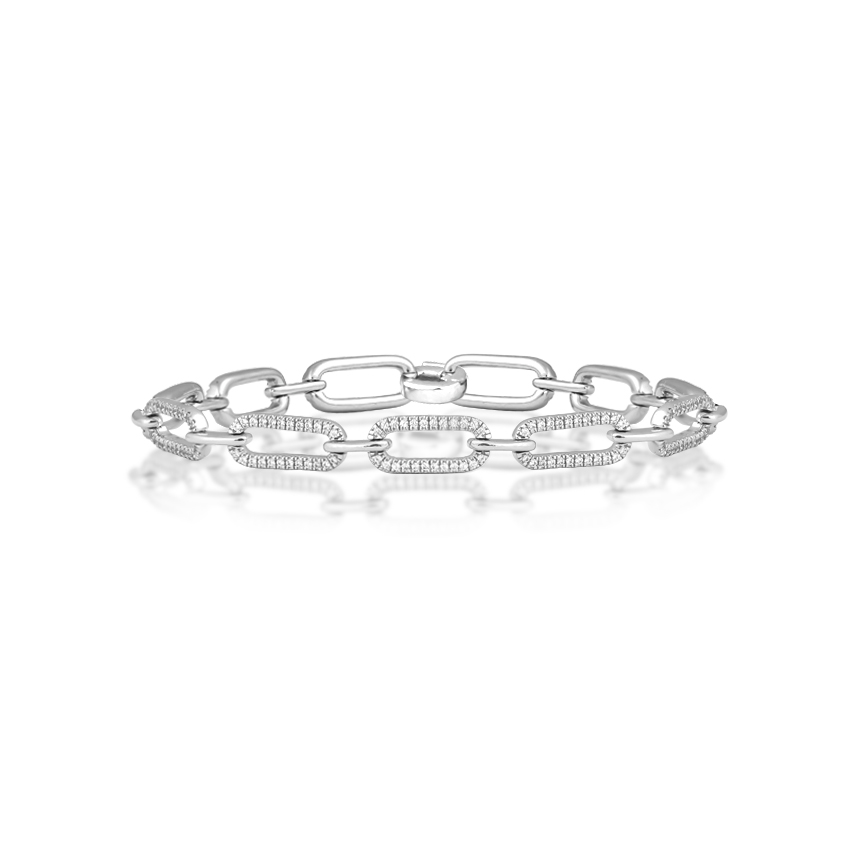 Diamond Bracelets 14 Karat White Gold Gallant Linking Diamond Bracelet