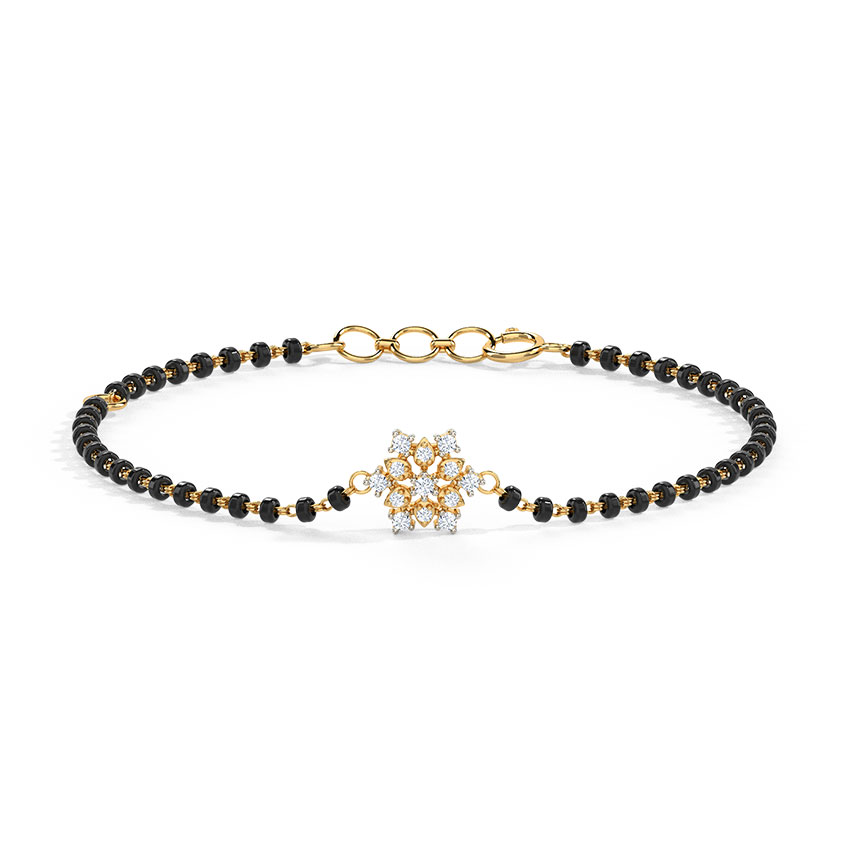 Diamond Bracelets 14 Karat Yellow Gold Vritti Diamond Mangalsutra Bracelet