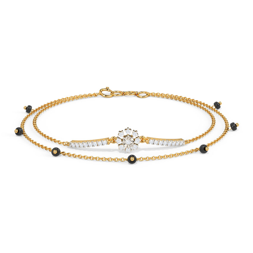 Diamond Bracelets 14 Karat Yellow Gold Maanvi Diamond Mangalsutra Bracelet