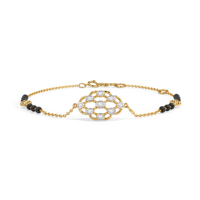 Diamond Bracelets 14 Karat Yellow Gold Amodini Diamond Mangalsutra Bracelet