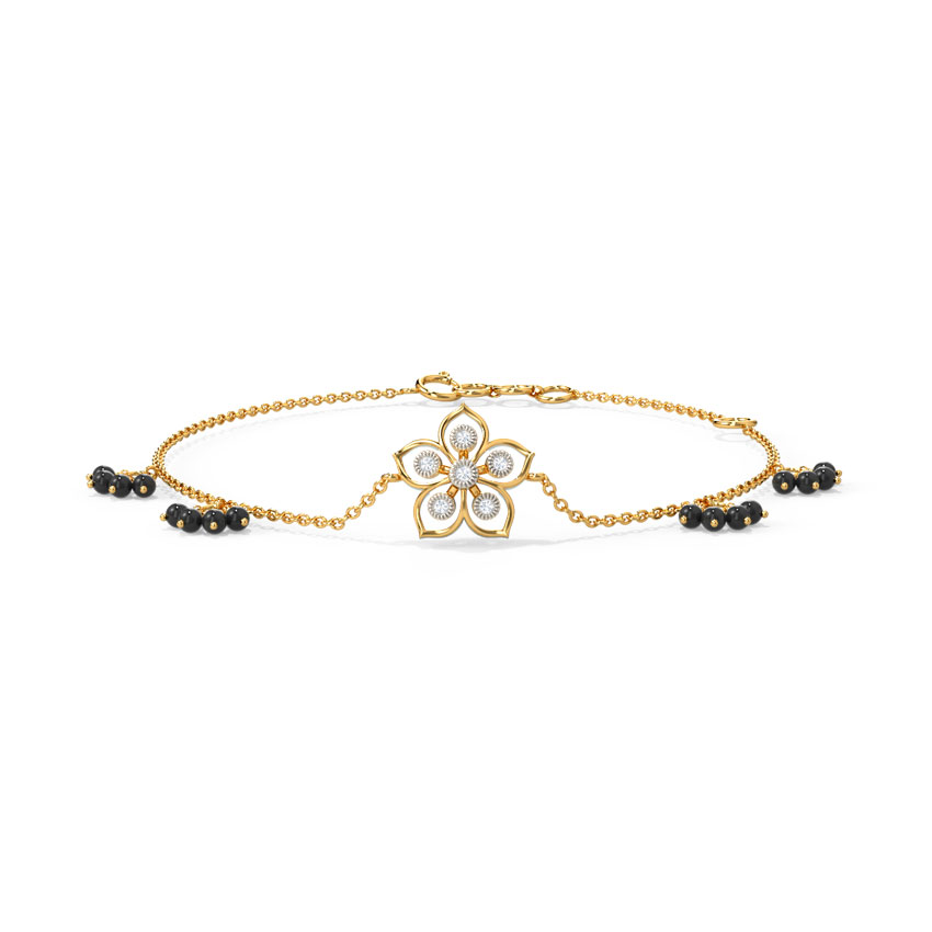 Diamond Bracelets 14 Karat Yellow Gold Lilia Diamond Mangalsutra Bracelet