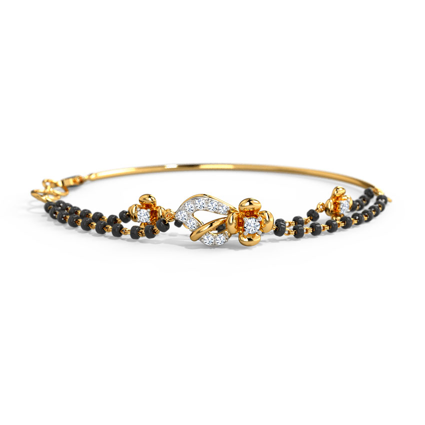 Diamond Bracelets 14 Karat Yellow Gold Rasha Diamond Mangalsutra Bracelet