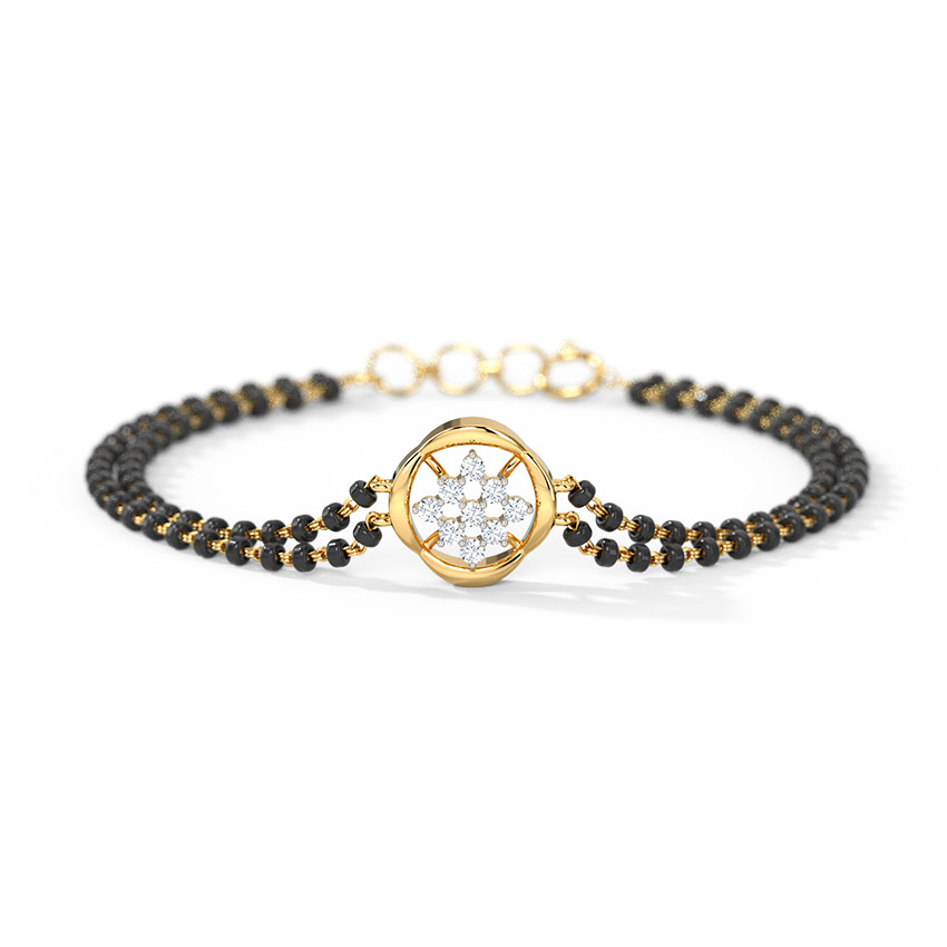 Diamond Bracelets 14 Karat Yellow Gold Anusha Diamond Mangalsutra Bracelet