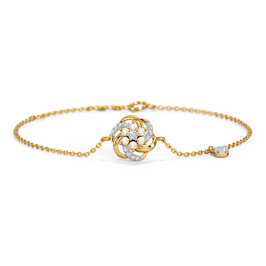 Diamond,Gemstone Bracelets 14 Karat Yellow Gold Ingrid Fleur Pearl Bracelet