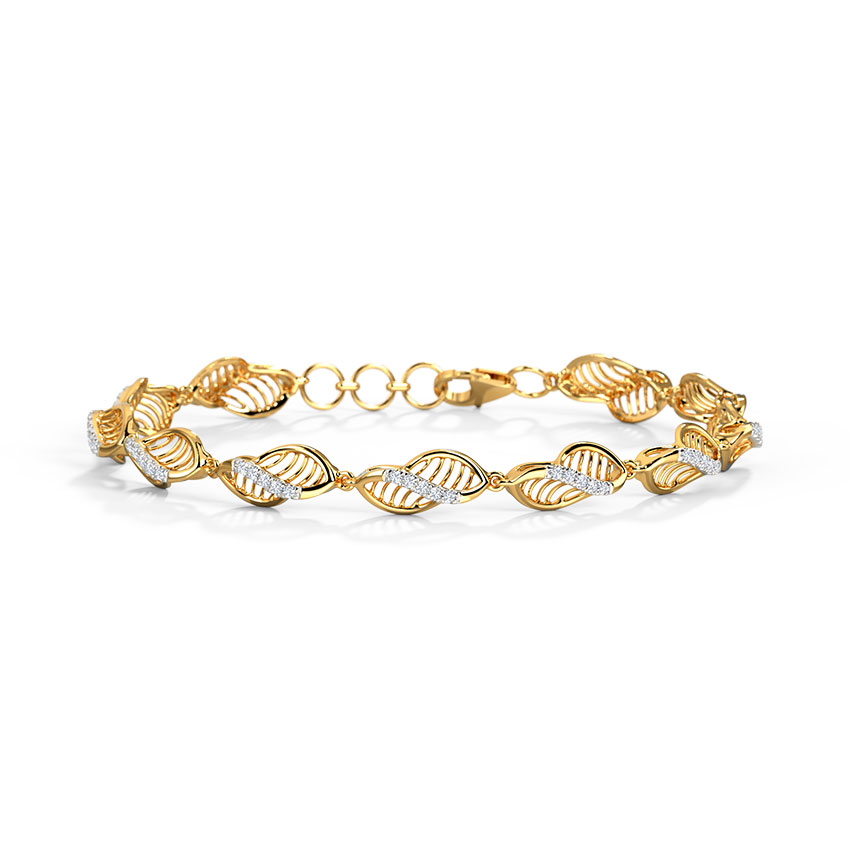 Diamond Bracelets 14 Karat Yellow Gold Oshin Diamond Bracelet