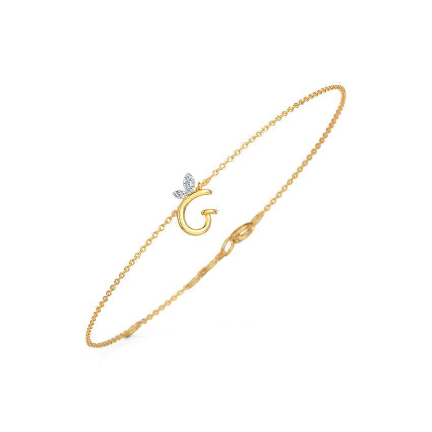Leafy Alphabet G Diamond Bracelet Leafy Alphabet G Diamond Bracelet
