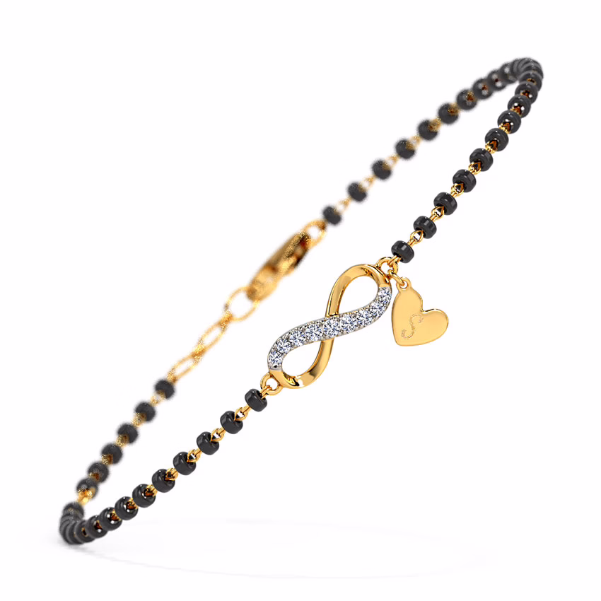 Diamond Bracelets 18 Karat Yellow Gold Eternal Infinity Personalised Diamond Mangalsutra Bracelet