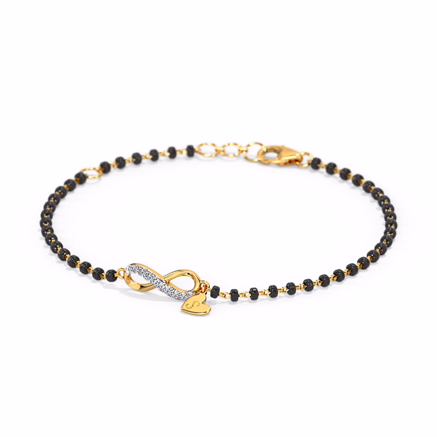 Diamond Bracelets 18 Karat Yellow Gold Eternal Infinity  Personalised Diamond Mangalsutra Bracelet