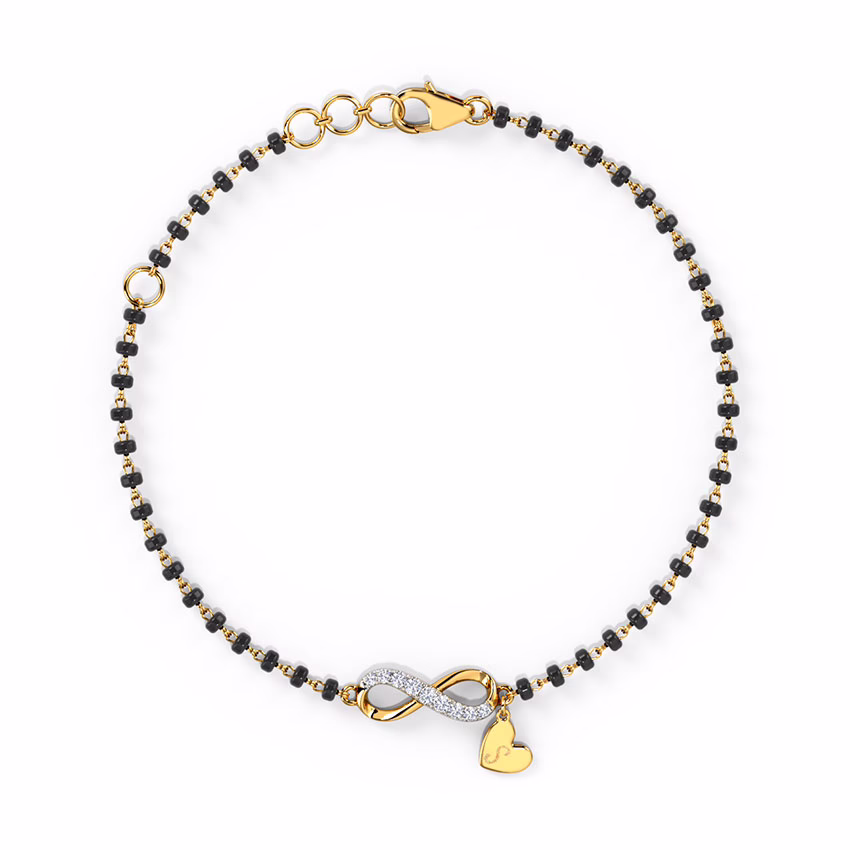 Diamond Bracelets 18 Karat Yellow Gold Eternal Infinity  Personalised Diamond Mangalsutra Bracelet