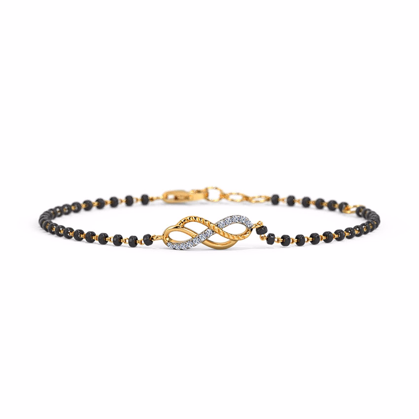 Diamond Bracelets 14 Karat Yellow Gold Arden Infinity Diamond Mangalsutra Bracelet