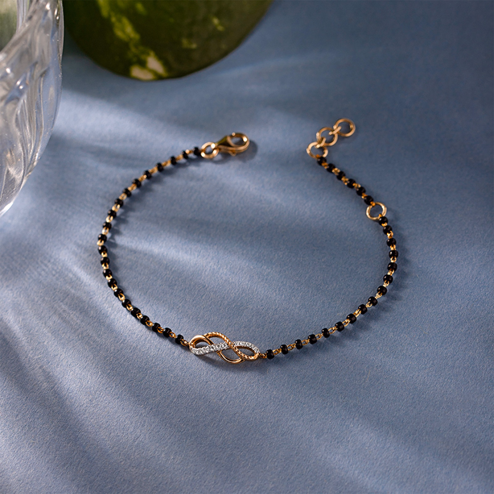 Diamond Bracelets 14 Karat Yellow Gold Arden Infinity Diamond Mangalsutra Bracelet