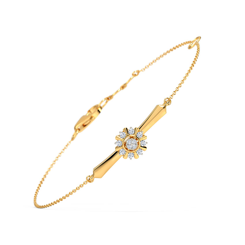 Diamond Bracelets 14 Karat Yellow Gold Renaiya Moving Diamond Bracelet