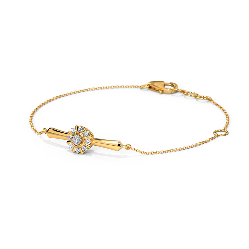 Diamond Bracelets 14 Karat Yellow Gold Renaiya Moving Diamond Bracelet