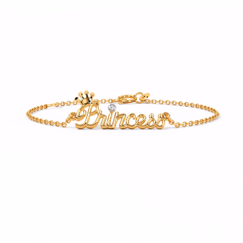 Diamond Bracelets 14 Karat Yellow Gold Little Princess Kids Diamond Bracelet