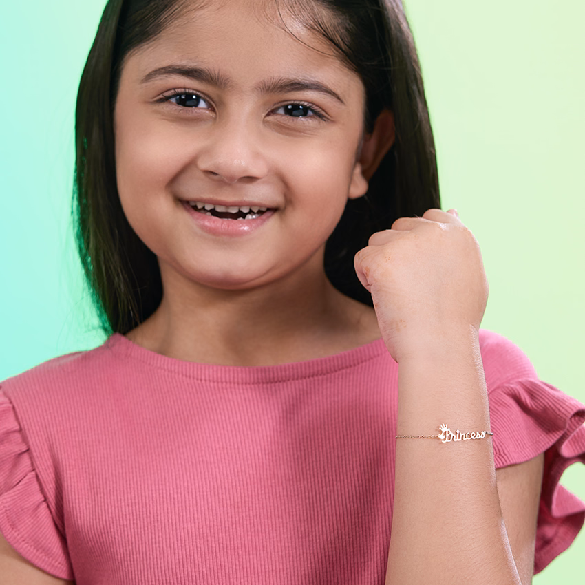 Diamond Bracelets 14 Karat Yellow Gold Little Princess Kids Diamond Bracelet
