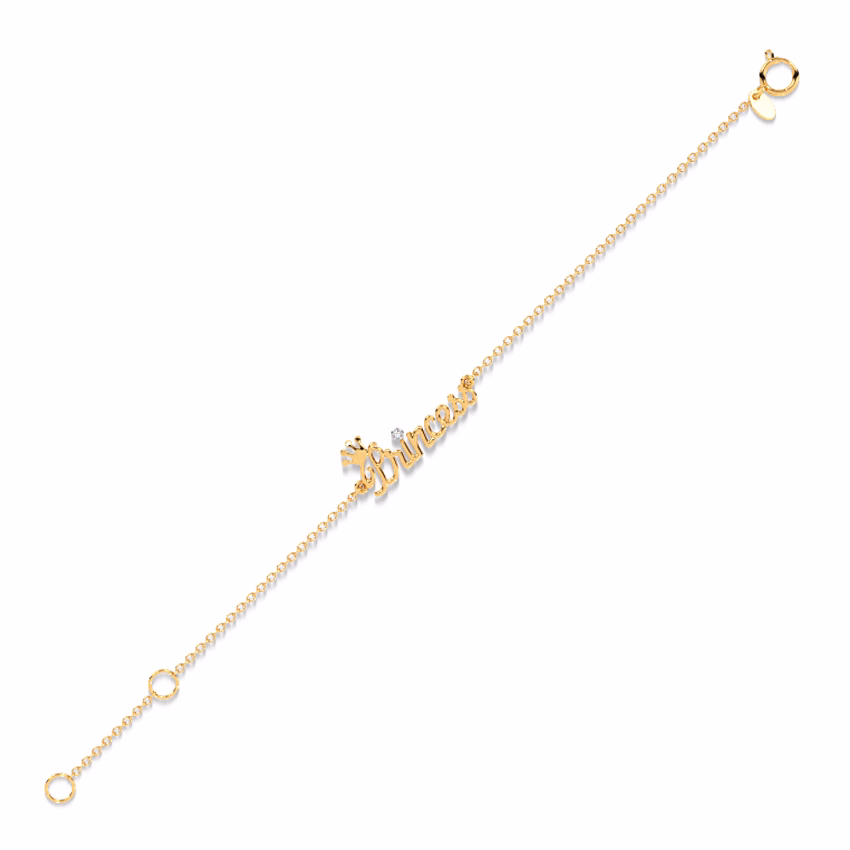 Diamond Bracelets 14 Karat Yellow Gold Little Princess Kids Diamond Bracelet