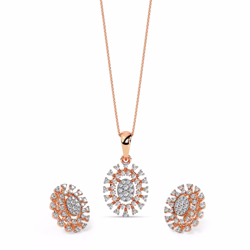Diamond Set Product 14 Karat Rose Gold Julia Diamond Pendant Set