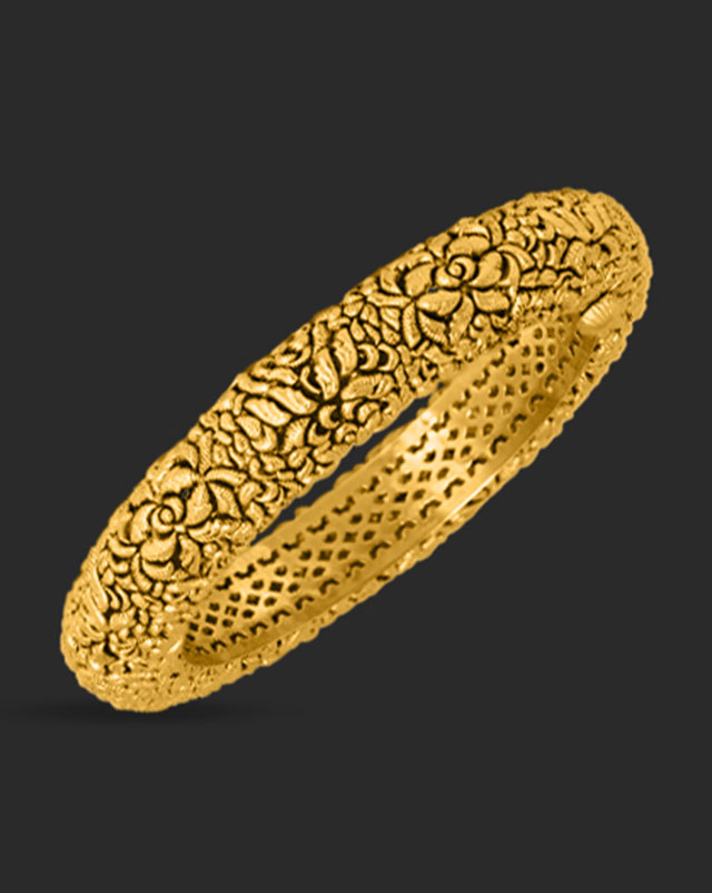 Gold Bangles 22 Karat Yellow Gold The Temple Shrine Gold Bangle