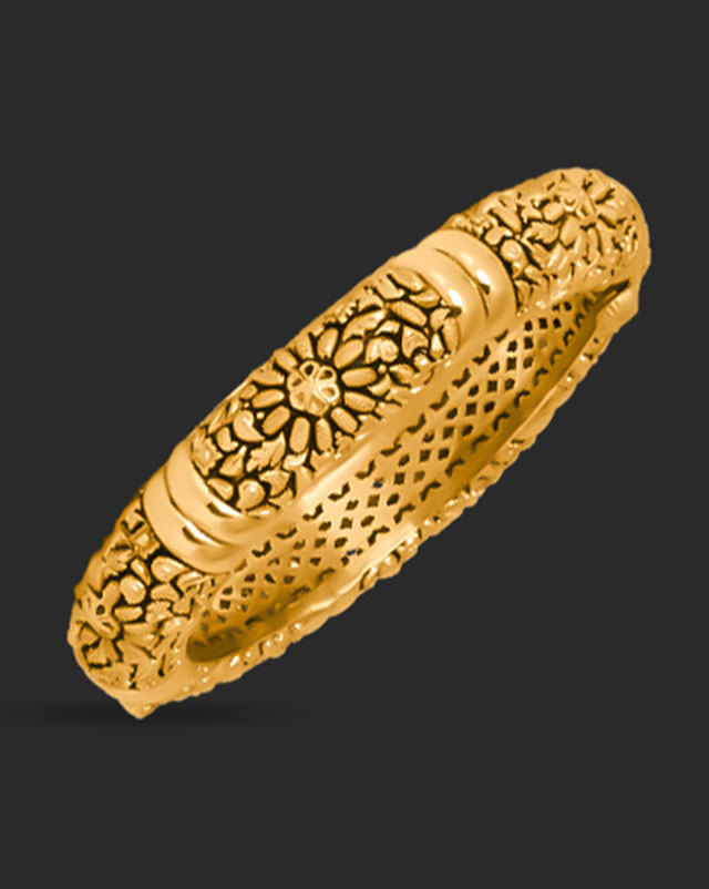 Gold Bangles 22 Karat Yellow Gold The Temple Garden Gold Bangle