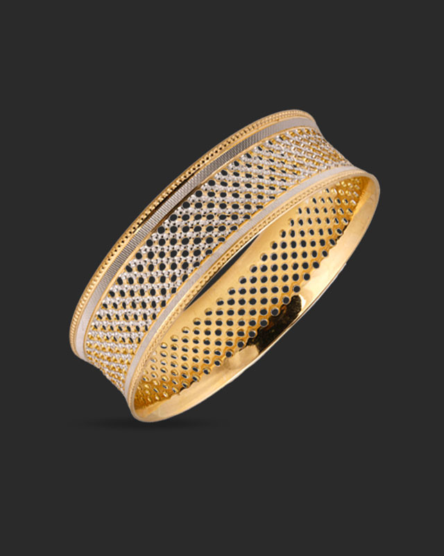 Gold Bangles 22 Karat Yellow Gold Lattice Mesh Gold Bangle