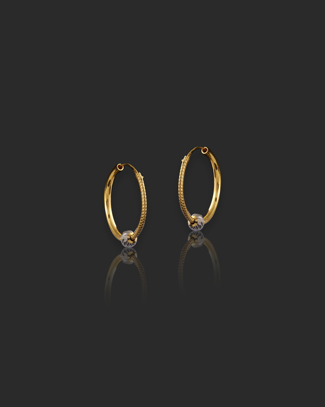 Gold Earrings 22 Karat Yellow Gold Bhumi 22KT Gold Hoop Earrings