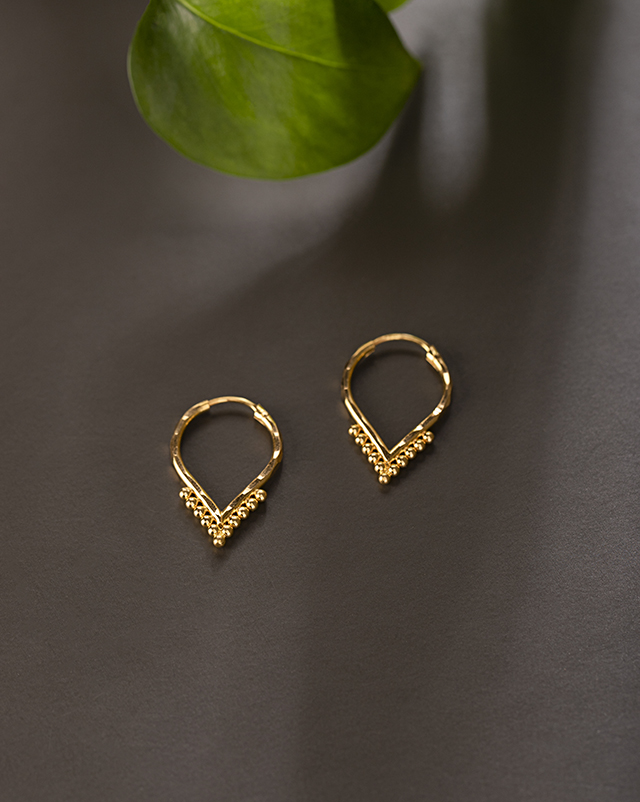 Gold Earrings 22 Karat Yellow Gold Diti 22KT Gold Hoop Earrings