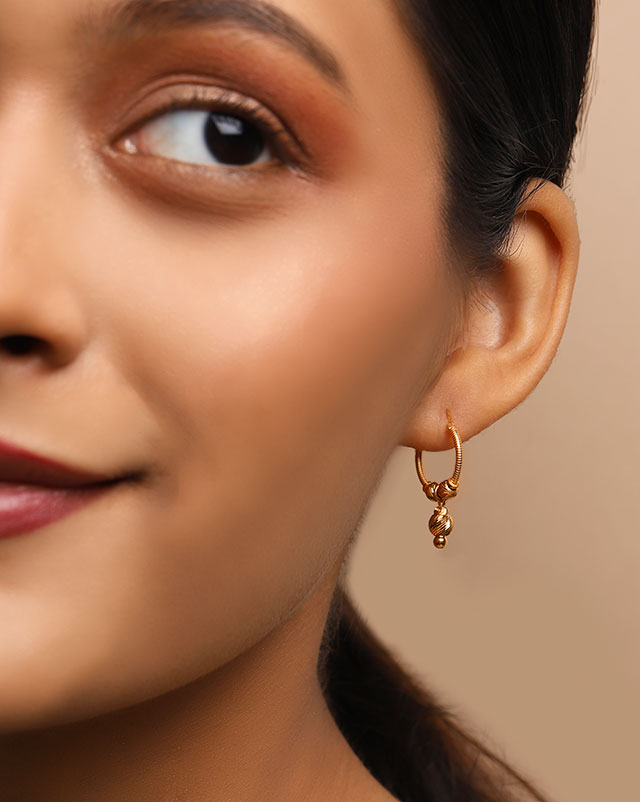 Gold Earrings 22 Karat Yellow Gold Aarvi 22KT Gold Hoop Earrings