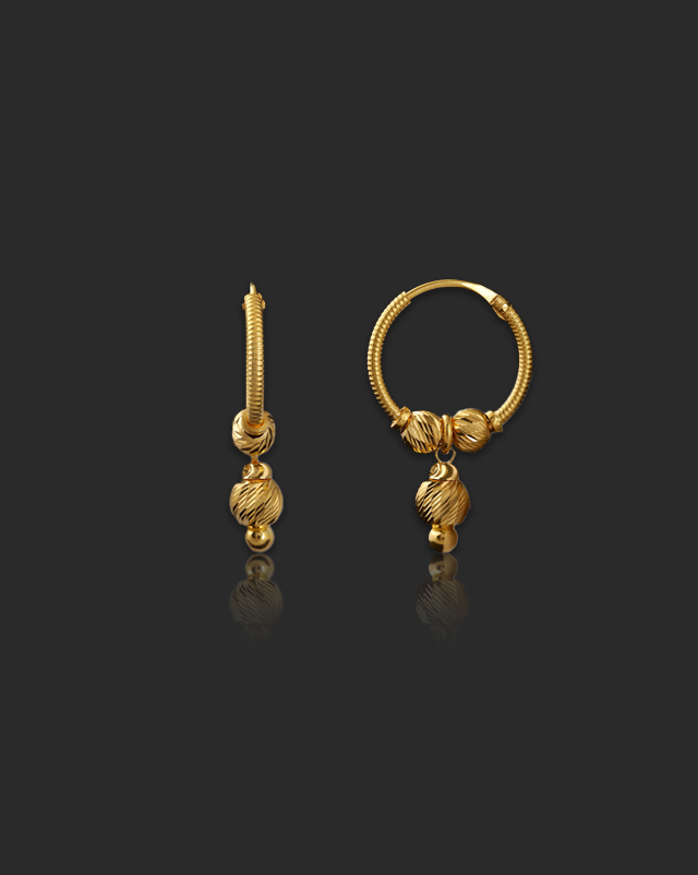 Gold Earrings 22 Karat Yellow Gold Aarvi 22KT Gold Hoop Earrings