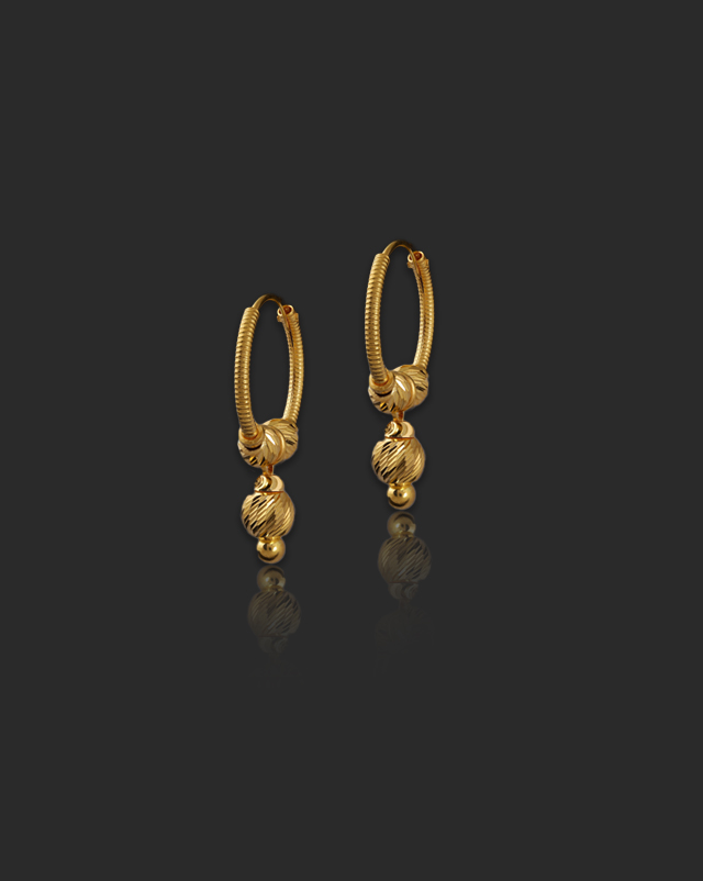 Gold Earrings 22 Karat Yellow Gold Aarvi 22KT Gold Hoop Earrings
