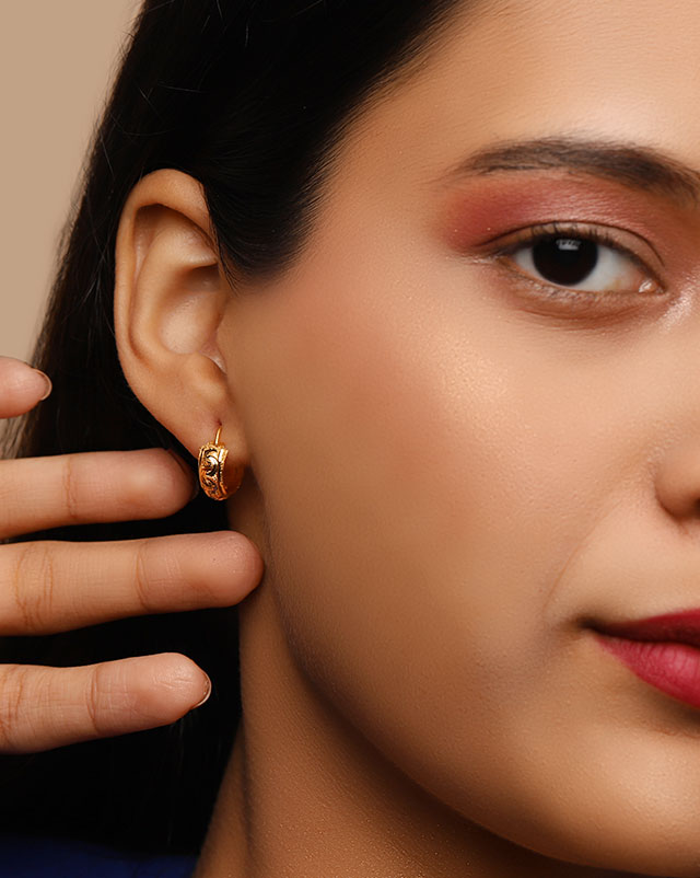 Gold Earrings 22 Karat Yellow Gold Harita 22Kt Gold Hoop Earrings