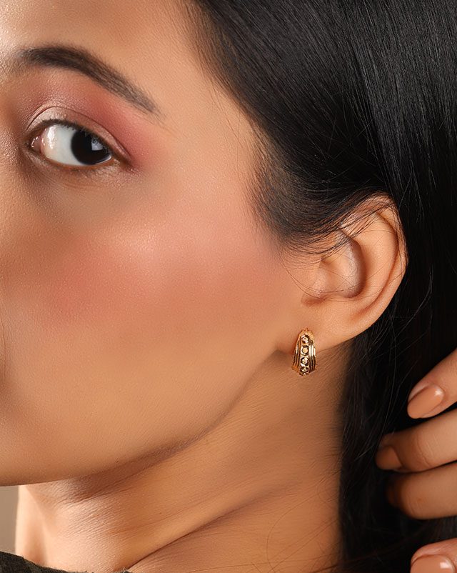 Gold Earrings 22 Karat Yellow Gold Kavya 22Kt Gold Hoop Earrings